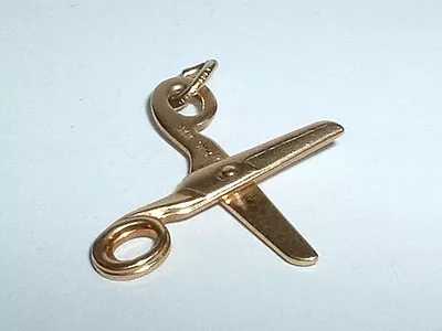 Vintage 14k Yellow Gold 3d Moveable Scissors Sewing Charm • $119