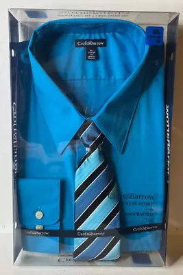 NEW Croft & Barrow Mens Classic-Fit Collar Dress Shirt & Tie Set XL Teal Blue • $20