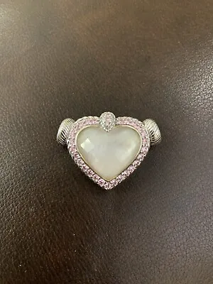 Judith Ripka Sterling Silver Faceted White Stone Pink CZ Enhancer Pendant • $50