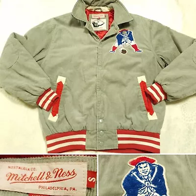 🏉Mitchell & Ness NFL Throwbacks New England Patriots Grey Jacket Rare Size S • $34.99