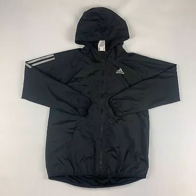 $24.99 • Buy Adidas Womens Windbreaker Black Hooded Track Jacket Size L