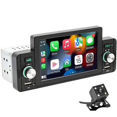 Single 1 Din Car Stereo Radio Carplay Bluetooth Touch Screen MP5 Player W/Camera • $78.20