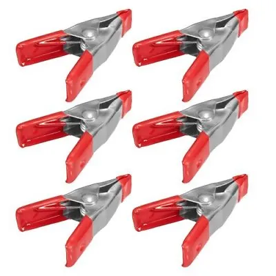 6x 2 Inch Mini Metal Spring Clamps W/ Red Rubber Tips Tool LOT Of 6 Pcs Pack • $7.39