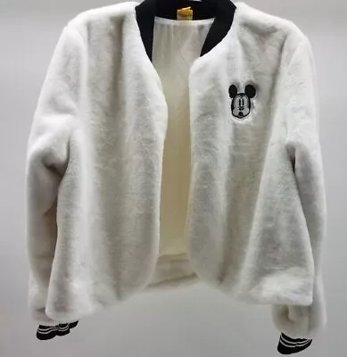 Women's DISNEY Mickey Mouse White Furry Jacket XL • $29.99