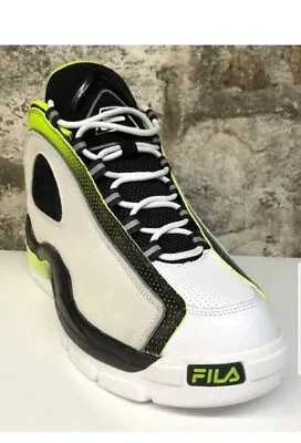 FILA GRANT HILL 2 Basketball Shoes White Black Lime Green Size 11 1BM01887-116 • $55