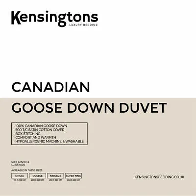Canadian Goose 100% Down Duvet All Sizes Warm Anti Allergy Quilt  Kensingtons® • £300