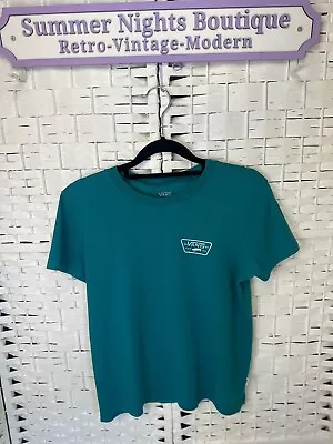 Vans Top Womens Xs Green Small Logo On Front With Skateboard Large One On Back • £7.99