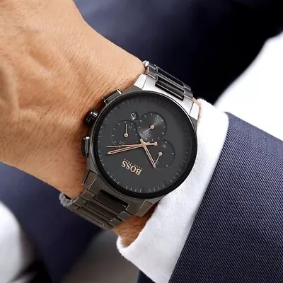 £93.99 • Buy New Genuine Hugo Boss Grand Prix Hb1513814 Stainless Steel All Black Mens Watch