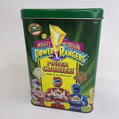 Vintage 1994 Mighty Morphin Power Rangers French / English Power Cookie Tin Box • $19.99