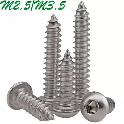 M2.5 M3.5 304 Stainless Steel Button Head Hex Socket Cap Screws Tapping Screws • $25.60