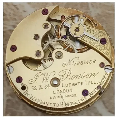 J W Benson Of London Longines  Pocket Watch Movement Ca. 1905 GWO • £95