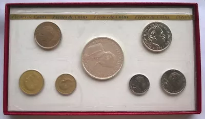 Monaco 1975 Rainier III Mint Set Of 7 CoinsWith Silver CoinRare! • $103.50