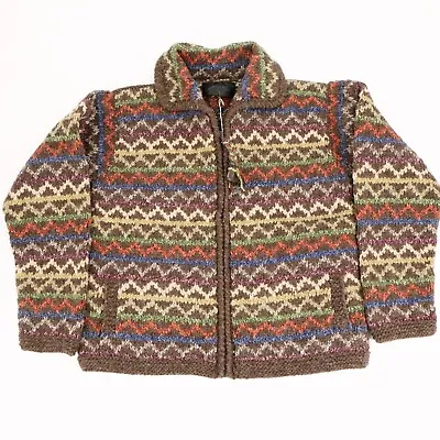 NWT Vintage Handmade Ecuador Rainbow Crafts Zip Front Cardigan Sweater S • $42.22