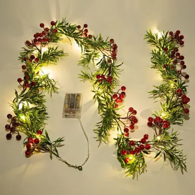 $16.41 • Buy Christmas Garland With Lights Door Wreath Fireplace Christmas Decorations Indoor