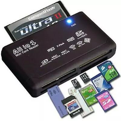 All In One 1 Memory Card Reader USB Adapter SD SDHC Mini Micro M2 MMC XD CF MS • £4.99