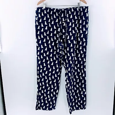 J Crew Mens Pajama Pant Blue White Cotton Flannel Dog Pattern Pockets Sz XL • $15