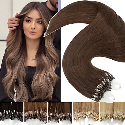 Micro Ring Loop Beads Link Hair Extensions Remy Human Hair Russian Hair Caramel • $29.44