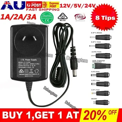 $21.99 • Buy AC 240V To DC 12V 5V 24V 1A 2A 3A Power Supply Transformer Adapter For LED Strip