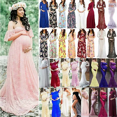 Pregnant Women Lace Maxi Long Maternity Dress Gown Photography Photo Shoot Props • £13.91