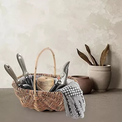 BH Natural Wicker Basket For Garden Tools Storage Fruit Vegetable Flower Picking • £10.99