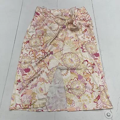 Zaful Ivory Yellow Satin Boho Floral Wrap Skirt Women’s Size Small 4 New • $20