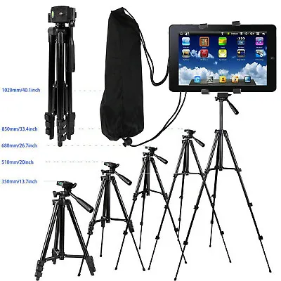 Universal Tripod Telescopic Tablet Camera Holder Stand For Apple Huawei Samsung • £14.99