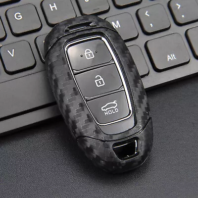 $16.99 • Buy Silicone Carbon Fiber Look Car Remote Smart Key Cases Cover For Hyundai I30/Kona