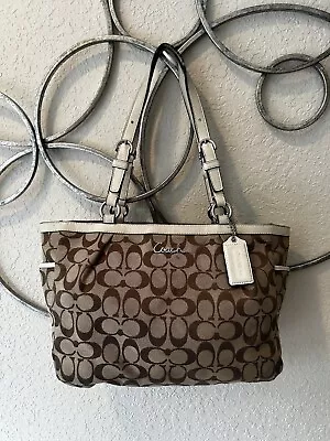 Coach Signature Large Tote Shoulder Bag Perfect As Laptop Or Diaper Bag: Pockets • $55