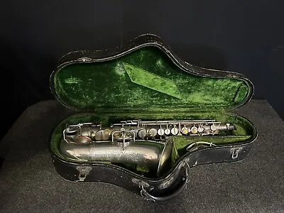 Vintage Early 1913 C.G. Conn Alto Saxophone Silver Low Pitch W/ Case #384 • $449.99