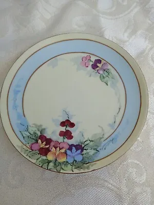 ANTIQUE M.Z. Austria Painted Violets Blue & Gold Trim Plate • $15
