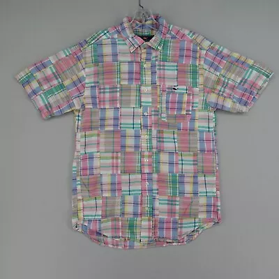 Vineyard Vines Patchwork Tucker Shirt Men Small Pink Plaid Short Sleeve Buttoned • $24.99