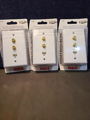 Lot Of 3 RCA TPH558 CAT5/6 Dual Coax + RJ45 Wall Plate White NEW RCA • $15