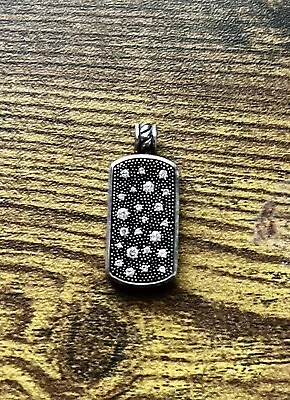 David Yurman Midnight Melange 925 Sterling Silver Diamond Dog Tag Pendant • $615.99