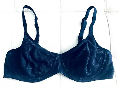 NWOT Navy Blue Label Victoria's Secret Lined Underwire Blue Lace Bra Washed 38B • $11