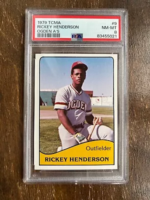 1979 TMCA Ogden A's #9 Rickey Henderson Oakland HOF Rookie RC PSA 8 • $124.99