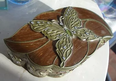 Jewelry Box Chest Jewelry Box Chest BUTTERFLY Raised Relief Ornate Mirrored Silv • $12.99