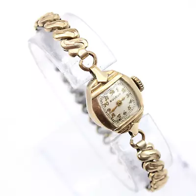 Vintage Bulova Watch Womens Gold Tone Stainless Steel Art Deco Swiss Made 40's • $36