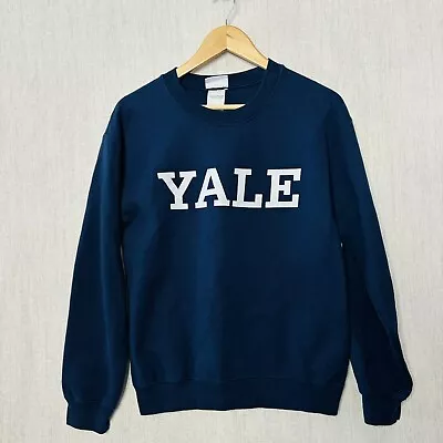 Yale Sweatshirt Navy Spell Out S Campus Customs Pullover • $24.97