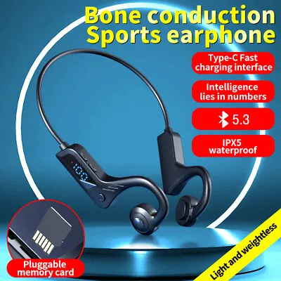 Wireless Headphones Bone Conduction Bluetooth Headset Open Ear With Mic USA • $15.43