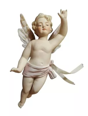 Vintage German Bisque Porcelain Angel Ornament Kalk Eisenberg 7  • $39