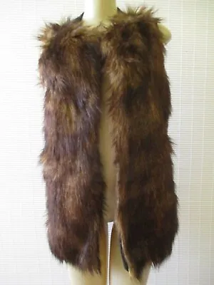 H&m Brown Faux Fur Sleeveless Vest Size S - New • $45.60