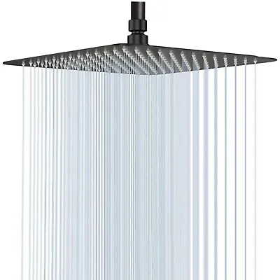 16 Inch Square Stainless Steel Rain Shower Head Large Matte Black High Pressure • $33.99
