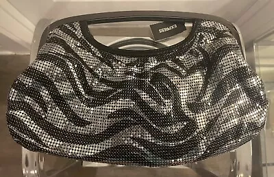 Express Silver Zebra Print Chain Metal Clutch • $20