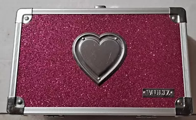 Vaultz Embossed Hot Pink Glitter Silver Heart Supply Pencil Box Case - No Key • $20