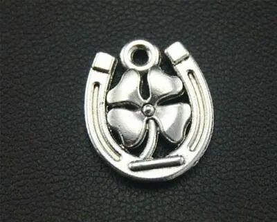 925 Silver 18  Necklace LUCKY HORSESHOE Pendant Men Women Shamrock Clover IRISH • $13.88