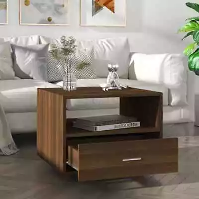 Modern Wooden Living Room Coffee Table Side Tables With Storage Drawer & Wheels • £48.99