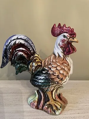 Vintage Ceramic Rooster Figurine Made In Italy 9  Tall Hand Painted Nwot • $27.99