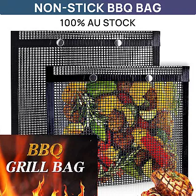 BBQ Grilling Mesh Reusable Bag Outdoor Camping Barbecue Grill Mats Cooking Pads • $6.45