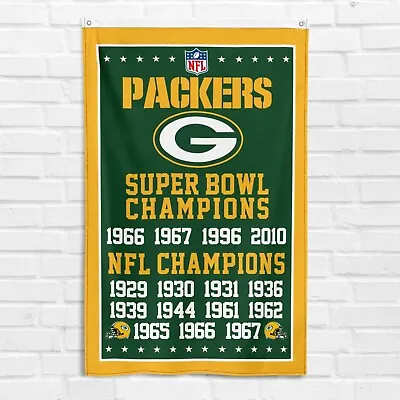 For Green Bay Packers Fans 3x5 Ft Banner Rodgers NFL Super Bowl Champions Flag • $15.99