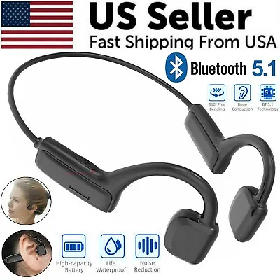 Bone Conduction Headphones Bluetooth 5.1 Wireless Earbuds Outdoor Sport Headset • $11.59